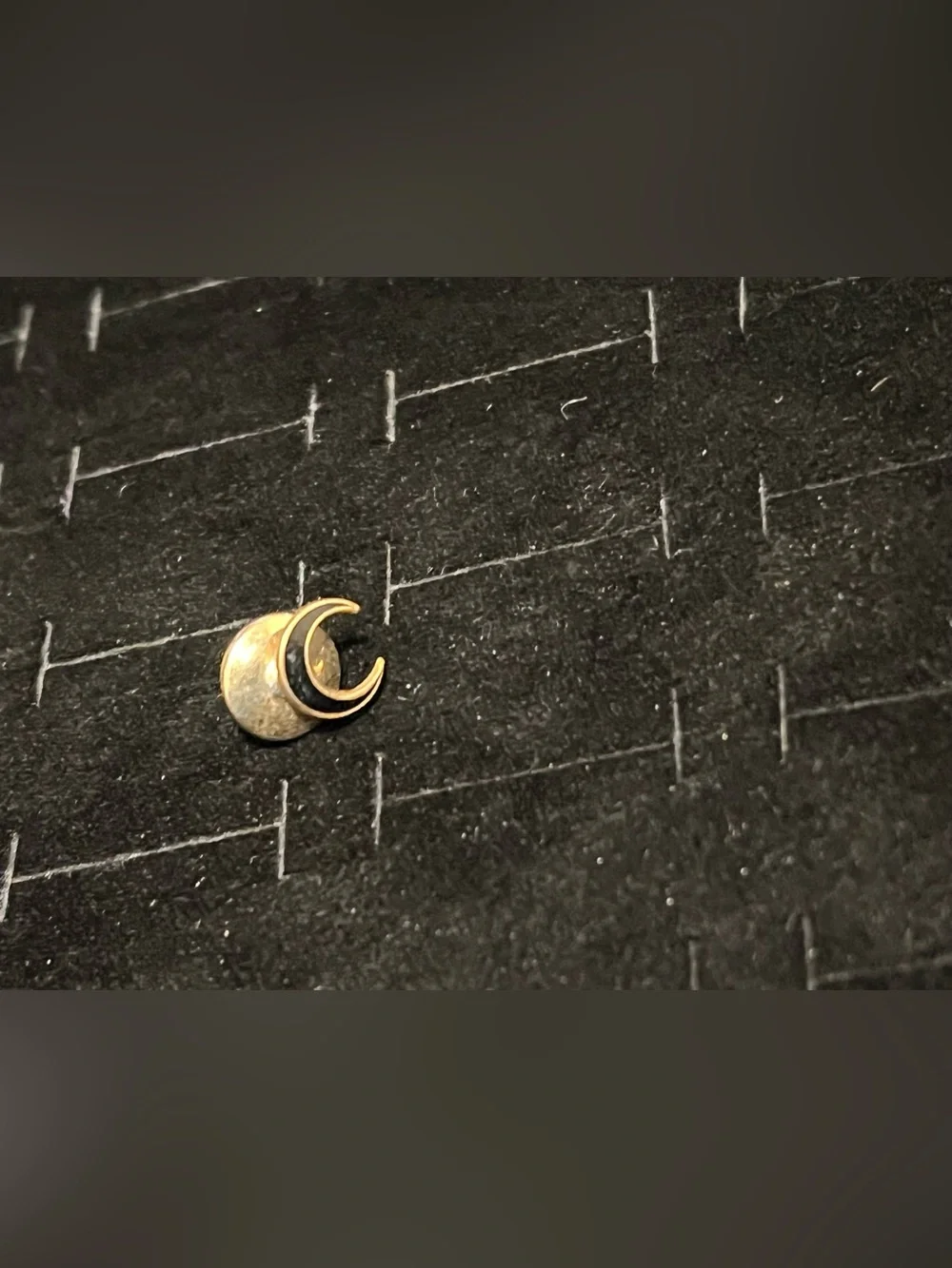 Vintage 10k Gold Filled Crescent Moon and Black Enamel pin